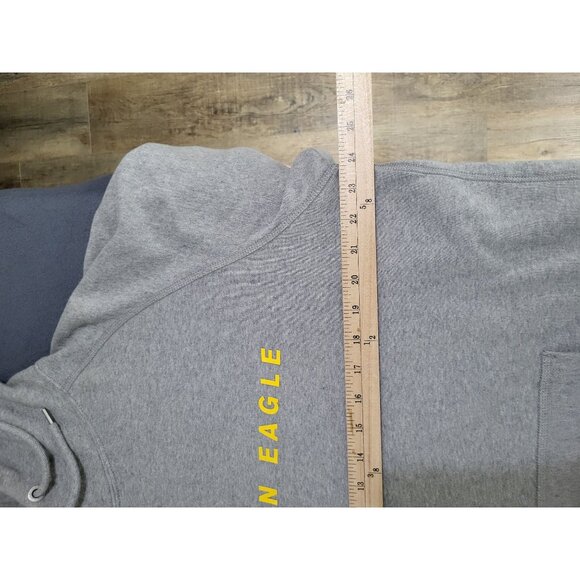 American Eagle Hoodie Sweatshirt Gray Yellow Mens SZ LG Y2k Grunge Skater - Picture 3 of 9
